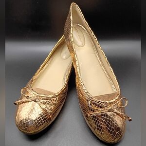 NWT Marc Fisher Metallic Ballet Flats w/Bow Accent Color Rose Gold 8.5M